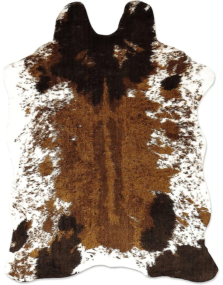 CONBEN Cow Print Rug 4.6x6.6 Ft Faux Cowhide Decor Polyester Material Non Slip Rubber Base Farmhouse Western Floor Rugs for Living Room Bedroom Dining Area or Office Brown Black White