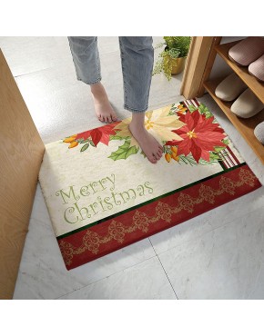 Edwiinsa Bedroom Plush Area Mat Fluffy Christmas Flowers Shag Rug for Living Room Absorbent Doormat for Indoor Luxury Accent Mat Home Decor 18"x30" Poinsettia Floral Mandala Texture