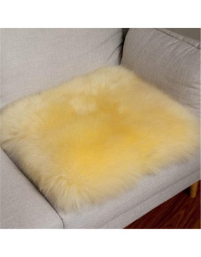 Luxurious Soft Genuine Australian Fur Sheepskin Rug Chair Cover Seat Pad Natural Fur Wool Chair Pad Area Rug for Automobile Office Home,Baby Yellow,2ftx2ft