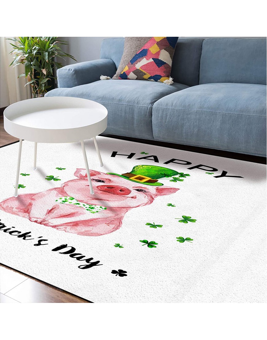 Soft Area Rugs for Bedroom Happy St. Patrick's Day Cute Pink Piggy Elf Hat Lucky Shamrock Washable Rug Carpet Floor Comfy Carpet Kids Play Mats Runner Rug for Floor Accent Home Decor-
