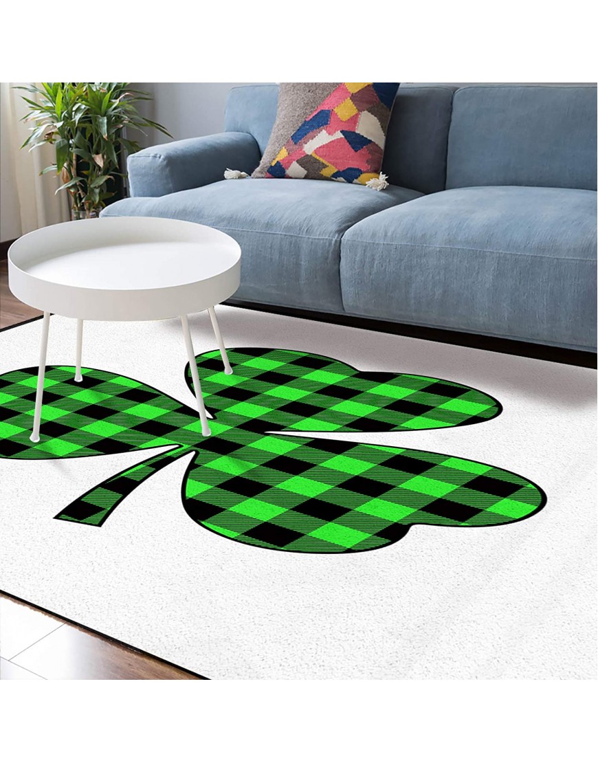 Soft Area Rugs for Bedroom Happy St. Patrick's Day Green Black Buffalo Plaid Lucky Shamrock Washable Rug Carpet Floor Comfy Carpet Kids Play Mats Runner Rug for Floor Accent Home Decor-