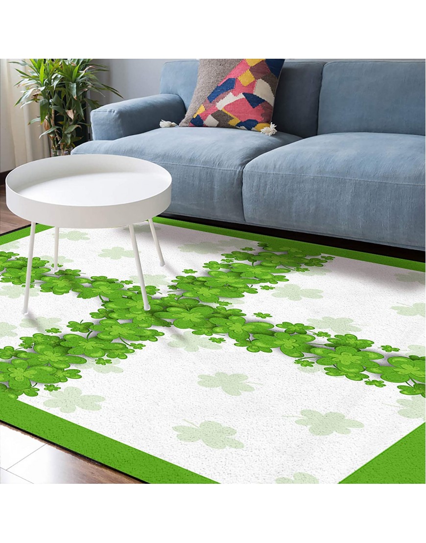 Soft Area Rugs for Bedroom Happy St. Patrick's Day Green Lucky Shamrock Symbol of Spring Vigor Washable Rug Carpet Floor Comfy Carpet Kids Play Mats Runner Rug for Floor Accent Home Decor-