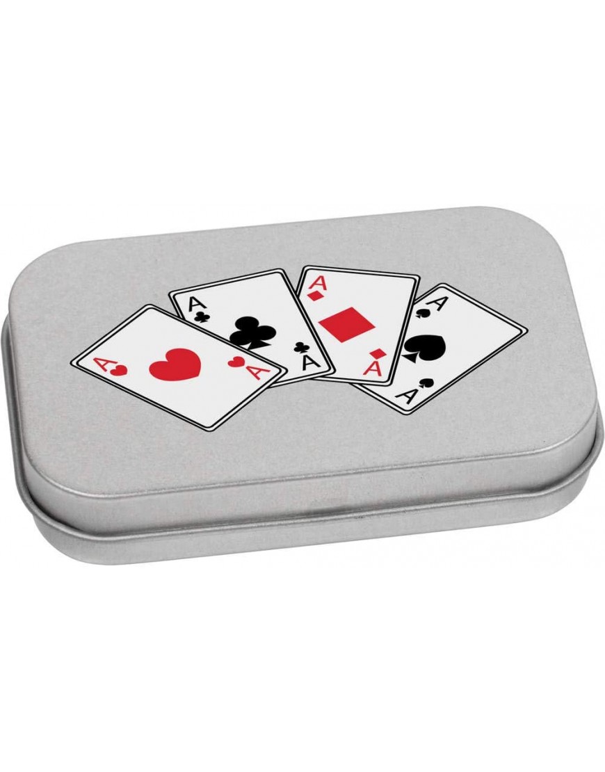 Azeeda 80mm 'Aces Playing Cards' Metal Hinged Tin Storage Box TT00147349