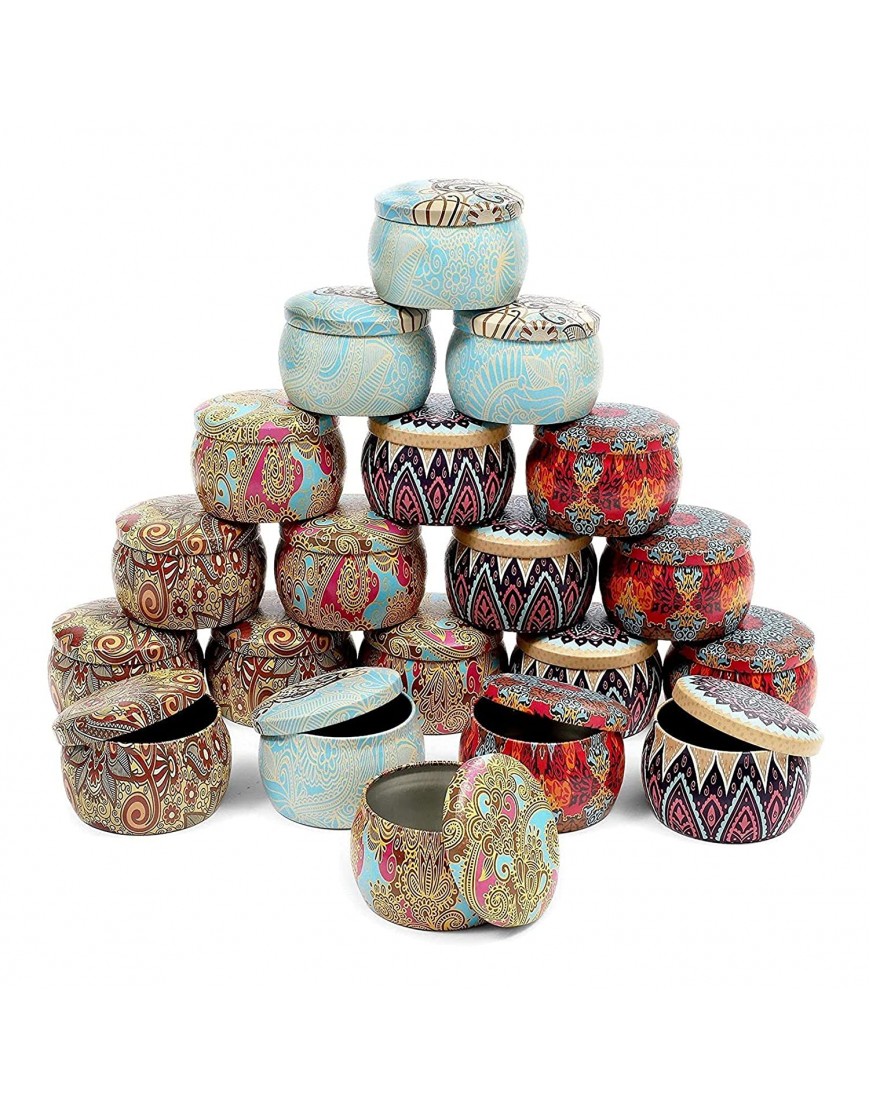 Metal Candle Tins with Lids Round Storage Containers 3 x 2 In 20 Pack