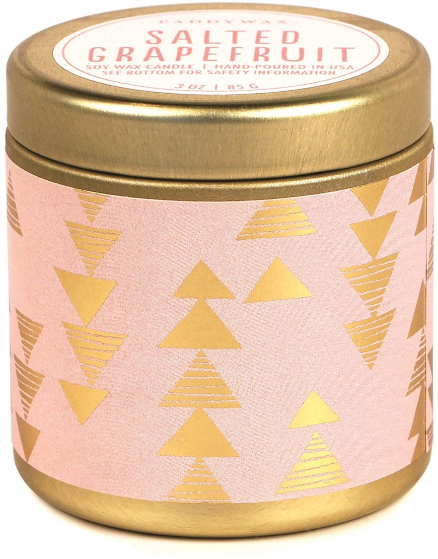 Paddywax Kaleidoscope Collection Scented Travel Tin Candle 3-Ounce Salted Grapefruit