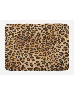 Ambesonne Leopard Print Bath Mat Skin Pattern of a Wild Savannah Animal Powerful Panther Big Cat Plush Bathroom Decor Mat with Non Slip Backing 29.5" X 17.5" Beige Brown