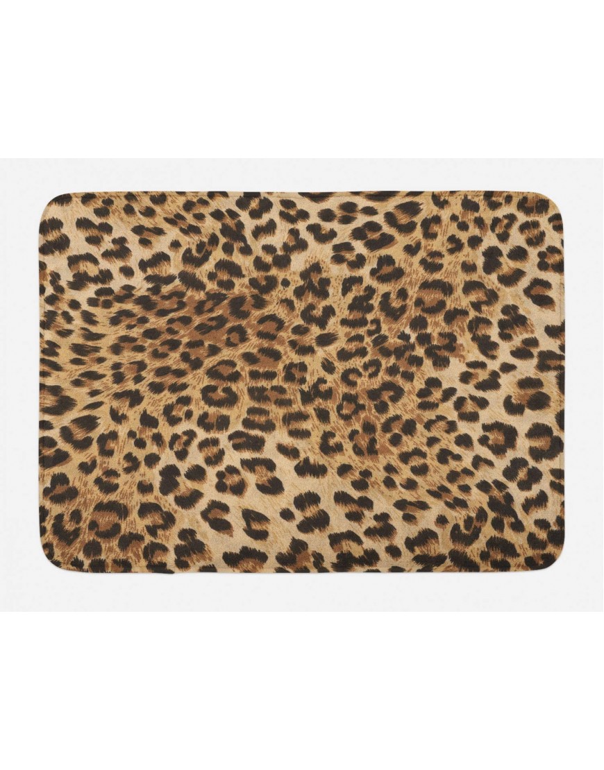 Ambesonne Leopard Print Bath Mat Skin Pattern of a Wild Savannah Animal Powerful Panther Big Cat Plush Bathroom Decor Mat with Non Slip Backing 29.5 X 17.5 Beige Brown