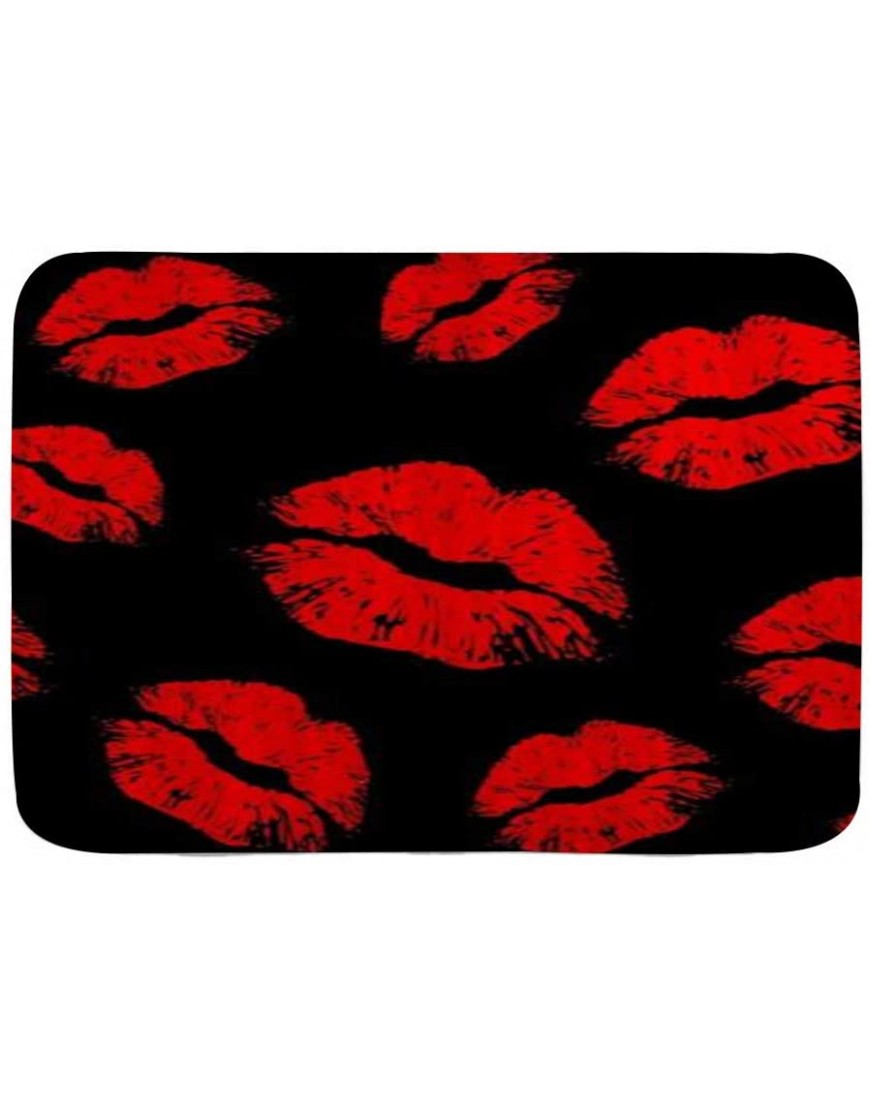 WINCAN Bath Mat Rug,Red Lips Stylish Black,Plush Bathroom Decor Mats with Non Slip Backing,29.5" X 17.5"