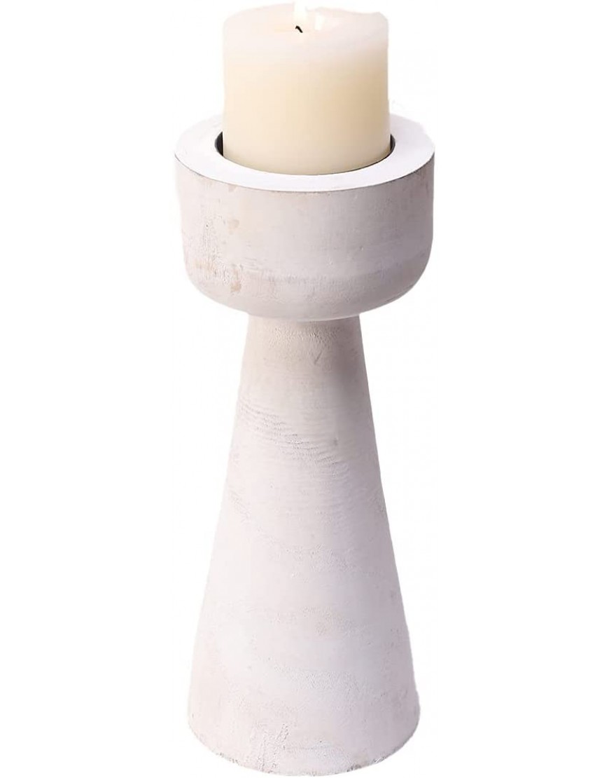 Athaliah Wooden Candlestick Holder,Rustic Farmhouse Pillar Candle Holders Decorative Candlestick Holder for Home Decor Wedding Dinning Party,White