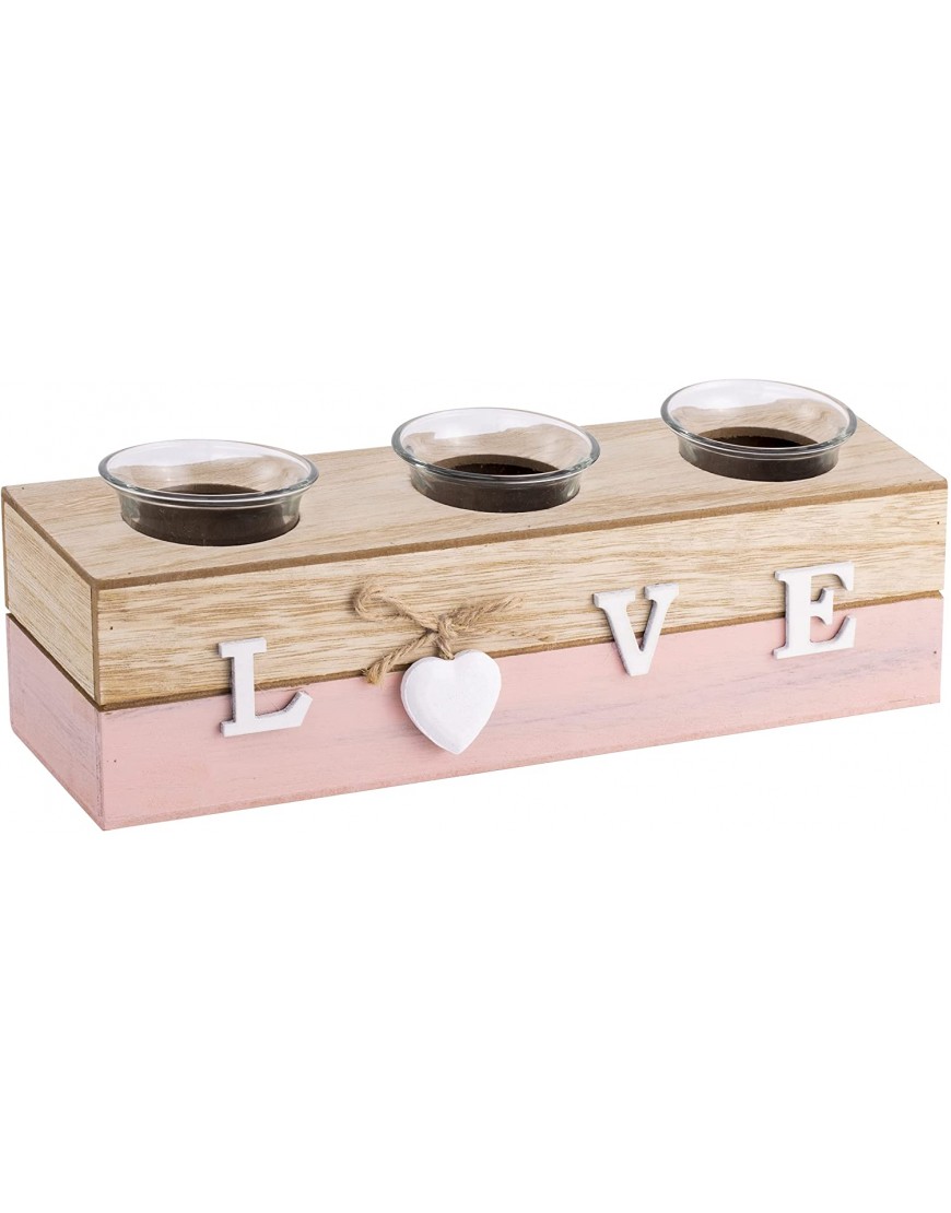 Candle Holders Set of 3 Wooden Tealight Candle Holder Decorative for Table Wedding Birthday Party Ornaments Living Room Decor Gift I Love You Gifts for Him and Her Pink