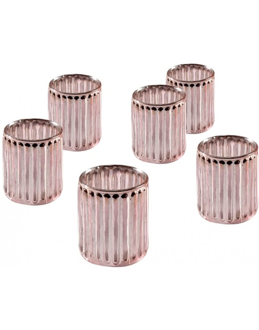 Serene Spaces Living Set of 6 Pink Vintage Votive Holder Tealight Holder Stainglass Candle Holder Ideal for Weddings Parties Indoor & Outdoor Events Home Decor Measures 2.5 Tall & 3 Diameter