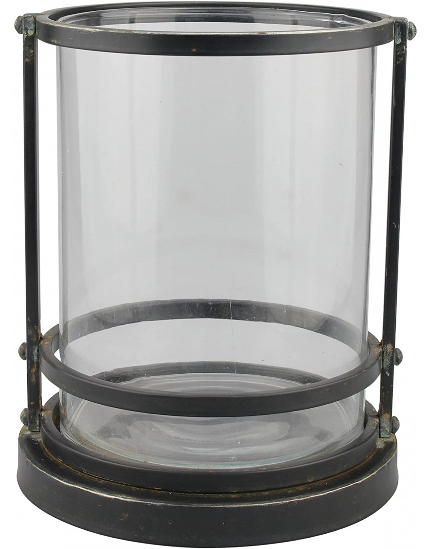 Stonebriar Industrial Black Metal Frame Pillar Candle Holder with Removable Glass Cylinder Rustic Home Decor Accents for Dining Room Living Room Bathroom and Bedroom Tall