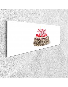 Ambesonne 70th Birthday Acrylic Glass Wall Art Cake 70 Number Candles and Sprinkles Party Themed Event Photo Image Panoramic Accent Decor Living Room Bedroom & Dorms 47" x 16" Multicolor