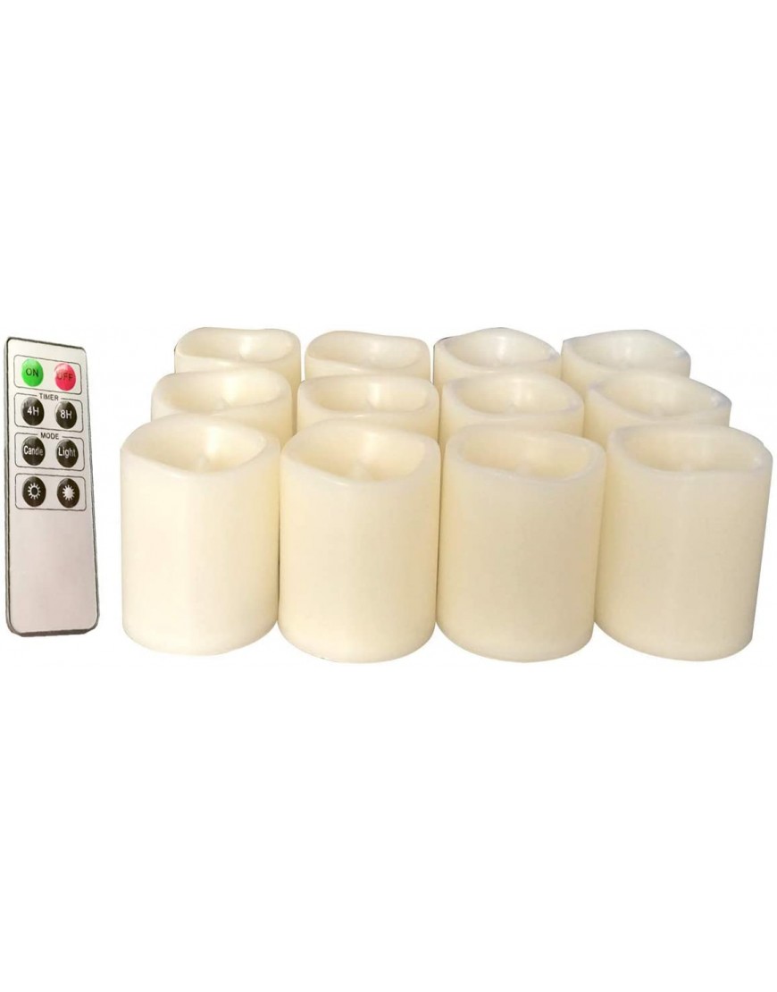 Flameless Candles Realistic Flickering Votive Candle Tea Light Battery Operated 200 Hours of Nonstop Working with Remote and 4 8 Hours Timer Pack of 12 LED Candles
