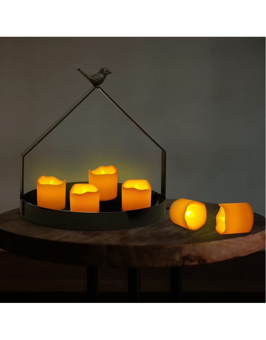 Furora LIGHTING Flameless LED Votive Candles Battery Operated Tea Lights Candles Wave Open Style with Realistic Flickering Flame Best for Wedding Party and Holiday Decoration Ideas Pack of 6