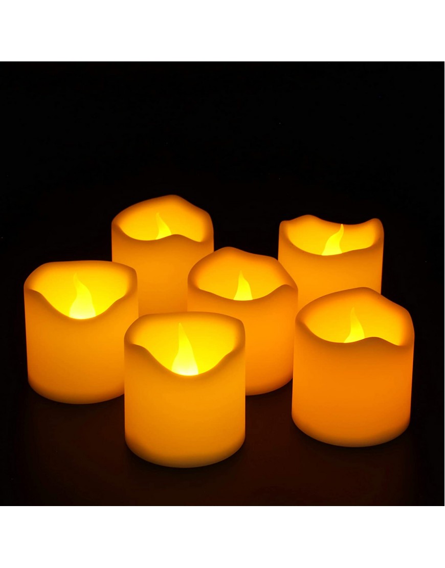 Furora LIGHTING Flameless LED Votive Candles Battery Operated Tea Lights Candles Wave Open Style with Realistic Flickering Flame Best for Wedding Party and Holiday Decoration Ideas Pack of 6