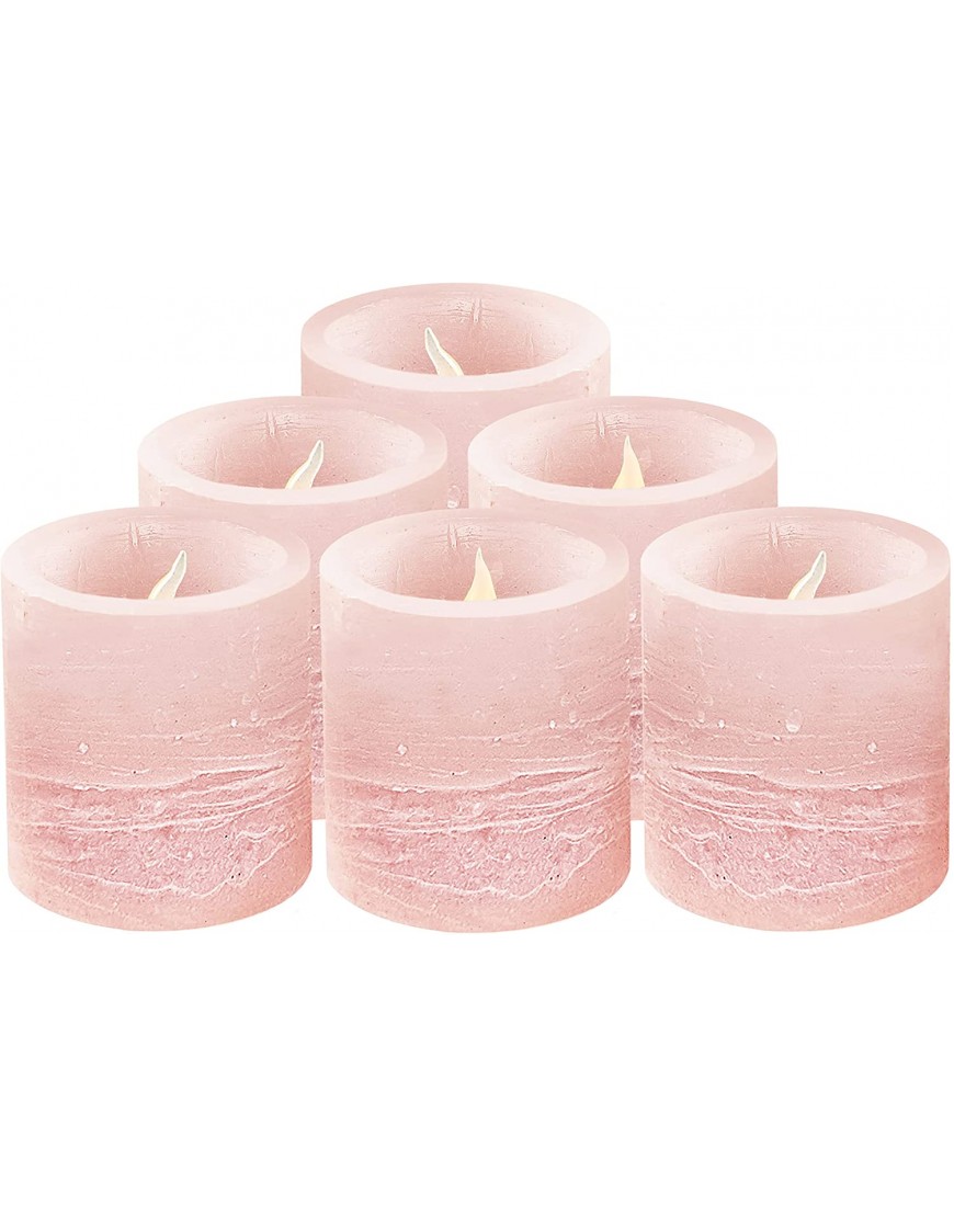 Furora LIGHTING Pink Flameless Votive Candles for Home Flickering Real Wax Tea Lights Votives LED Candles Set of 6 Unscented Small Candles Battery Operated with Timer 6 18 Cycling Every 24 Hours