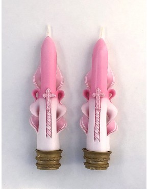 Hand-Carved Easter Taper Candles with Cross Accents 6 Inch