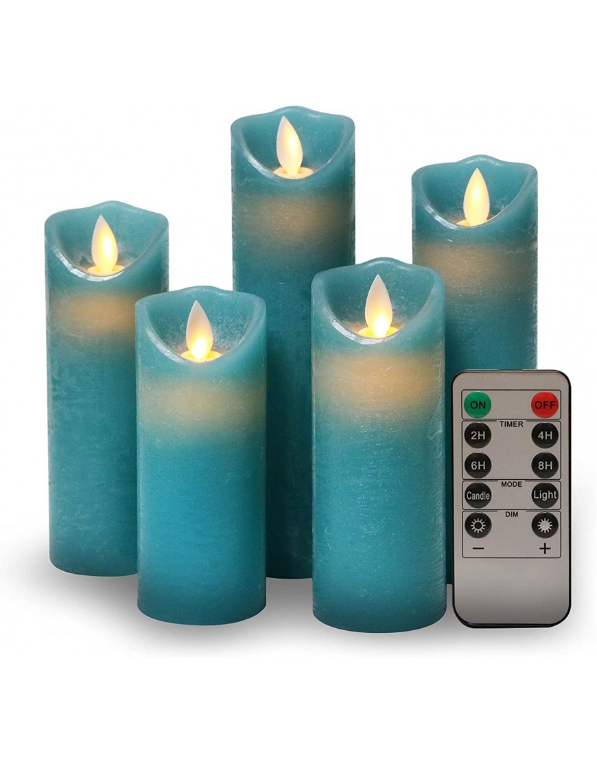 Kitch Aroma Teal Flameless Candles Battery Operated LED Pillar Truquoise Flameless Candles with Moving Flame Wick for Home Decor Seasonal & Festival Celebration