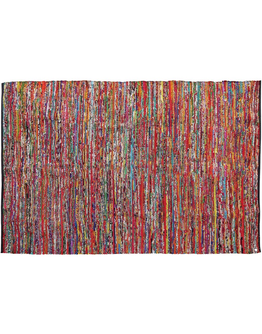 Cotton Multi Chindi Hand Woven Rugs 36X60 Inch Multi Color-Cotton Chindi Rag Rug 3x5 Feet Rectangle Hand Braided Bohemian Colorful Area Rug Recycled Braided Chindi Rugs- Biodegradable
