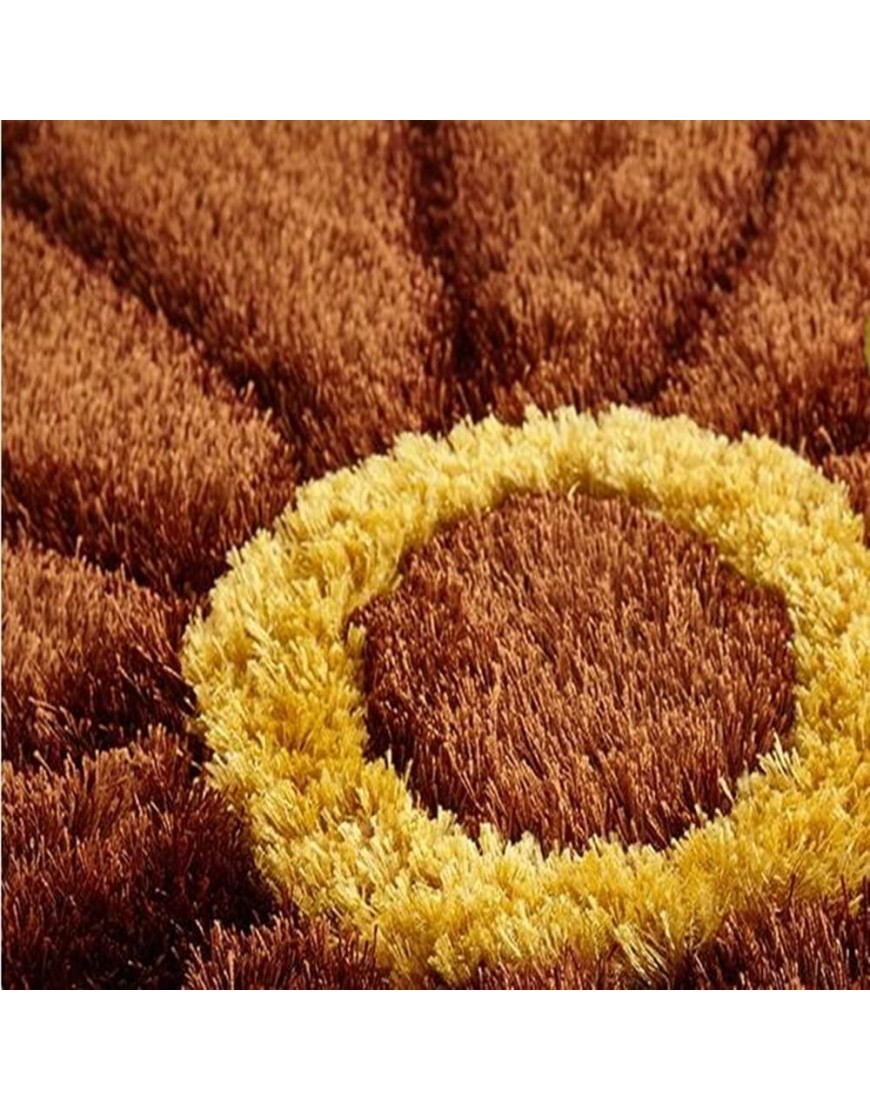 Ukeler Modern Sunflower Shaped Rugs 3D Accent Shag Floor Rugs Carpet for Home Decoration 3'x3' Brown