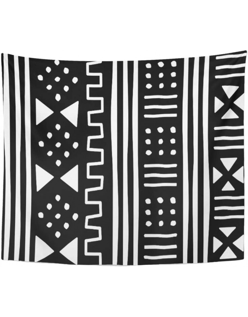 Semtomn Tapestry Artwork Wall Hanging Afrocentric White Black African Mudcloth Mudprint Tribal Ethnic Patterns 60x80 Inches Home Decor Tapestries Mattress Tablecloth Curtain Print