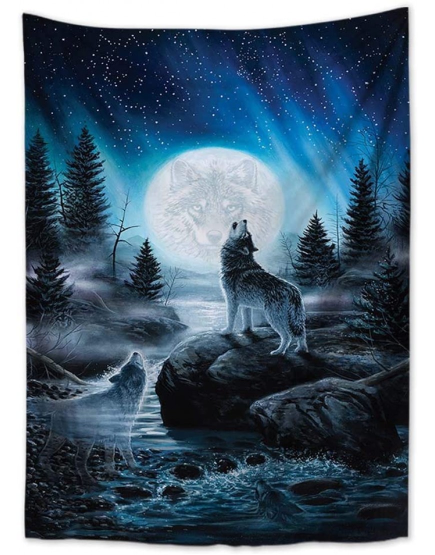 WholesaleSarong Howling Wolf Forest Moon Fantasy Tapestry Cloth Poster 40 x 28 inch Large Home Accent Wall Decor