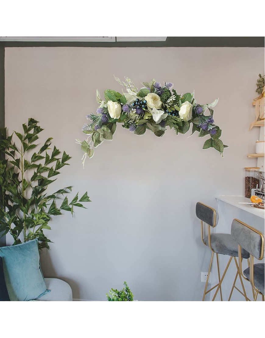 Atroy Artificial Rose Flower Swag,Wedding Arch Flowers,Decorative Swags with Lavender and Greenery Leaves,Artificial Floral Swag for Wedding Party Wall Home Decor