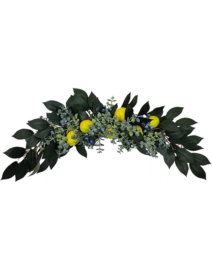 MISNODE Artificial Lemon Swag 22 Inch Decorative Greenery Fruit Swag with Lemons Blueberry and Green Leaves Hanging Front Door Floral Garland for Wedding Arch Tabletop Home Decor