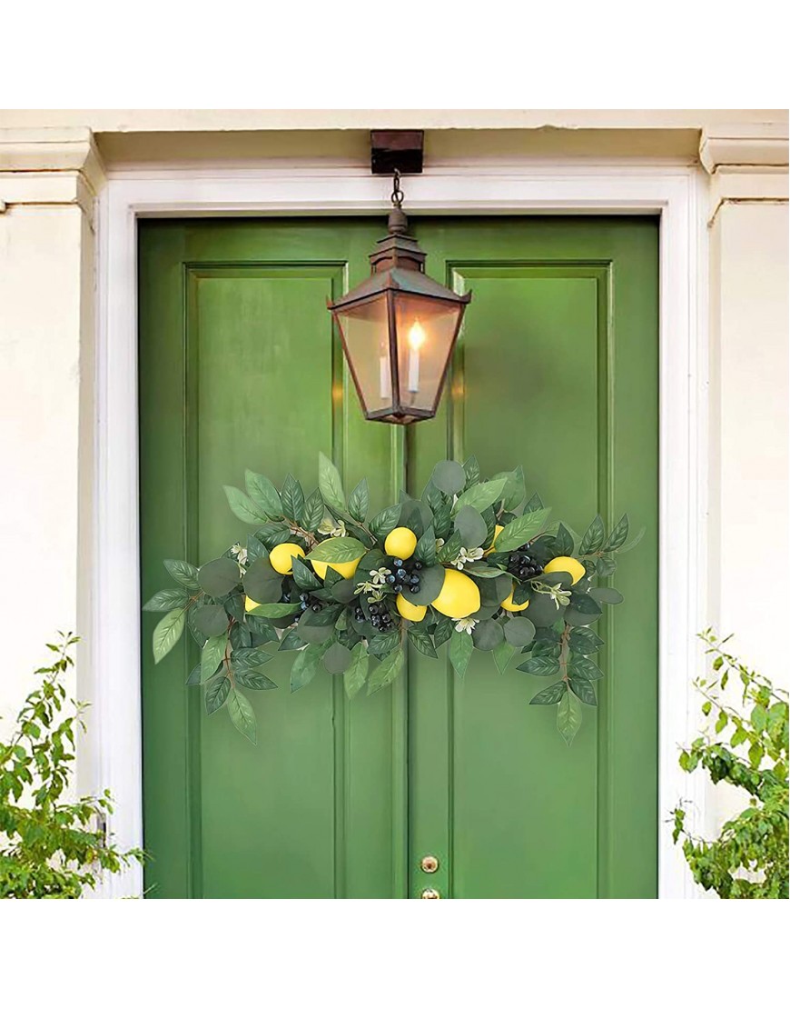 Mokyler Artificial Flower Swag Lemon Berry Swag Front Door Garland Faux Greenery Garland Wall Swag Hanging Floral Garland Hanging Greenery Vines for Home Office Wall Holiday Decor