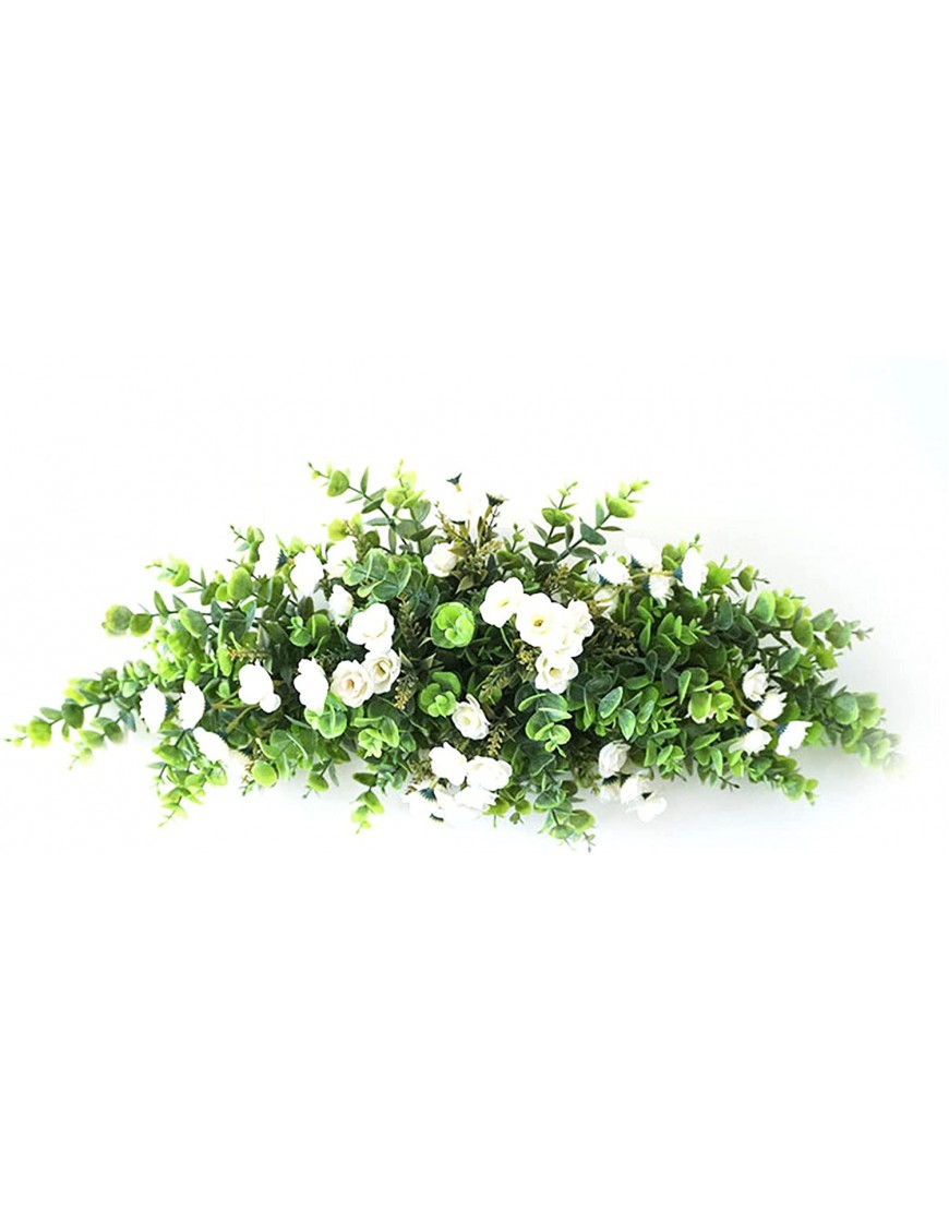 MSUIINT Artificial Leaf Swag 26 Inch Decorative Swag with Eucalyptus Leaves and White Flower Front Door Wreaths Faux Hanging Floral Garland Wedding Arch Flowers Swag for Home Wall Festival Decor