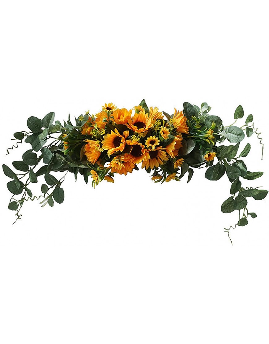 V-HOME Artificial Sunflower Swag,29.5 inch Simulation Silk Sunflower Floral Swag Arch Wreath with Greenery Eucalyptus Leaves for Wedding Arch Table Home Office Party Decor