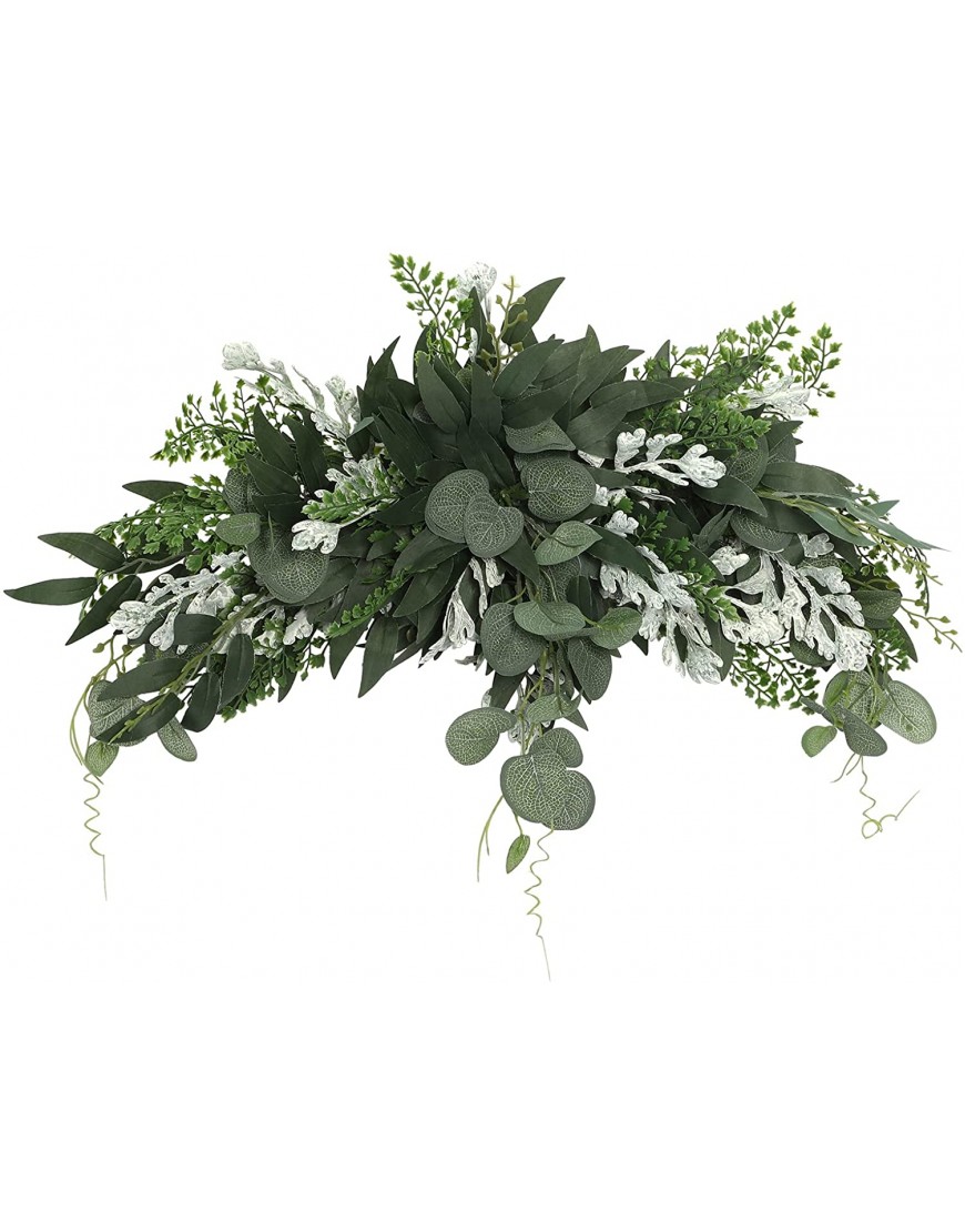 ZWMBYN 23.6 Inch Artificial Greenery Swag for Lintel Decorative Floral Swag with Eucalyptus Leaves Wedding Arch Flowers Hanging Eucalyptus Garland Front Door Wreath for Home Window Wall Decor
