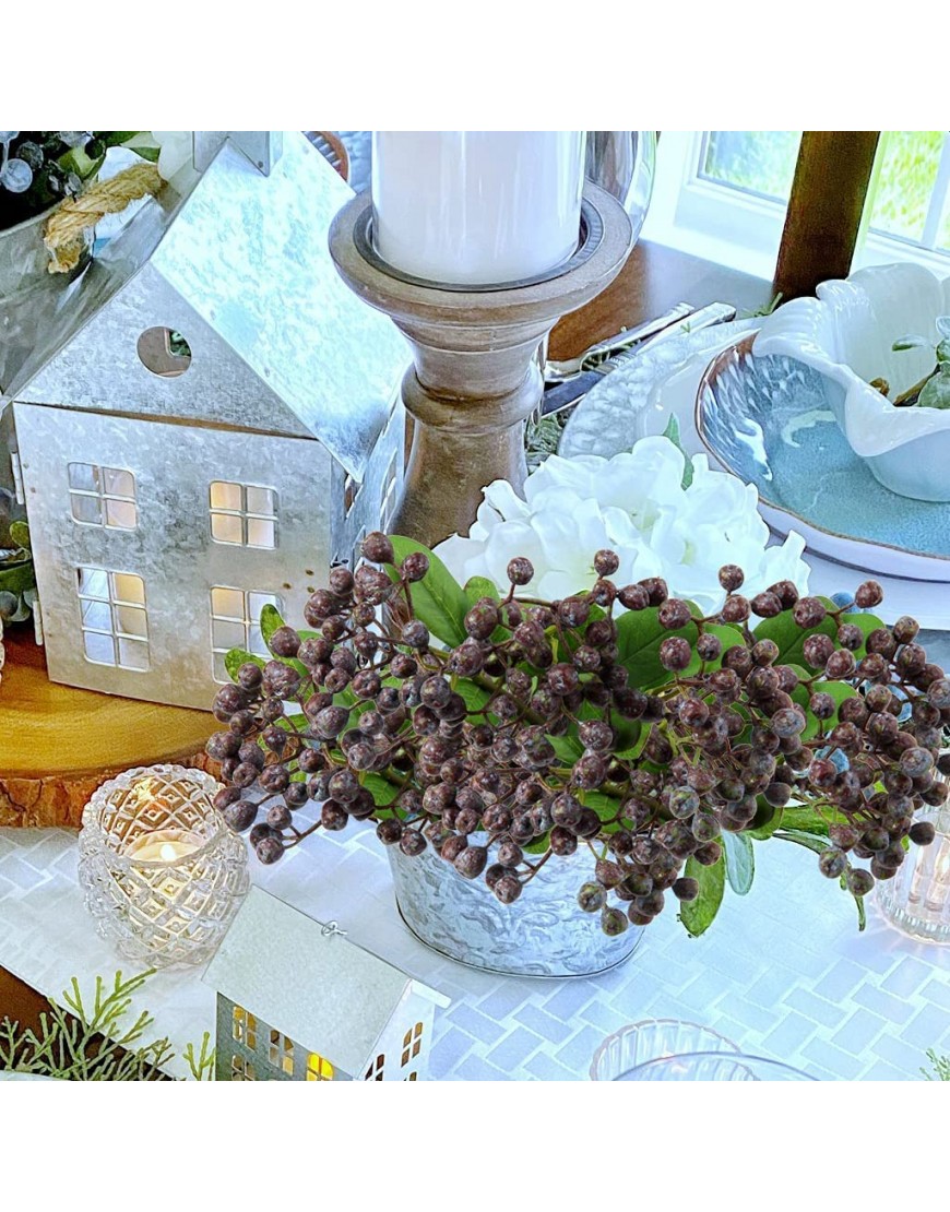 5pcs 11 Artificial Blueberries Floral Picks Fake Blueberry Decor Faux Blueberry Plant Nice Accents for Faux Floral Arrangements Wreaths and Table Settings-Dark Purple Fake Fruit Berry Stems