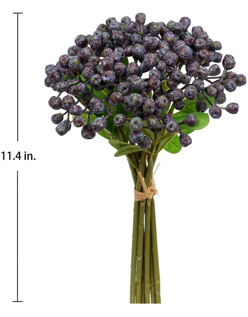 5pcs 11 Artificial Blueberries Floral Picks Fake Blueberry Decor Faux Blueberry Plant Nice Accents for Faux Floral Arrangements Wreaths and Table Settings-Dark Purple Fake Fruit Berry Stems