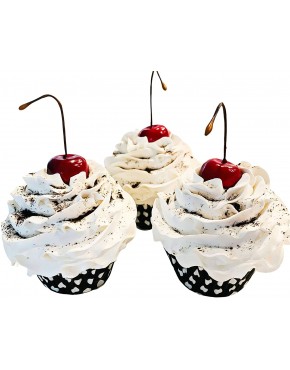Dezicakes Fake Cupcakes Cookies & Cream Faux Cupcakes- Fake Food Display Set of 3- Home Decor Party Favors Decoration