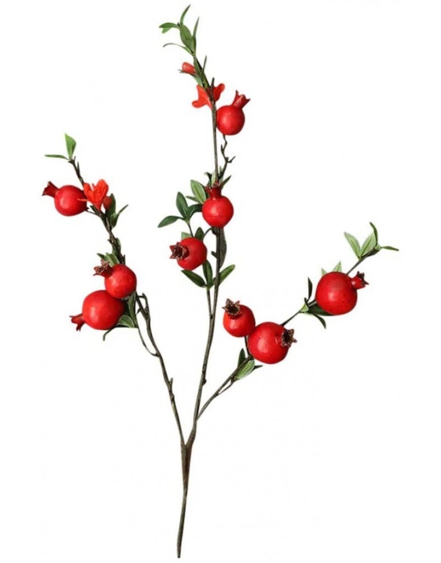 Ussuma 39‘’ Fake Artificial Rose Fruit Pomegranate Berries Bouquet Floral  Garden Outdoor Decoration Home Garden Wedding Party Floral Decor（9 Fruits on Fake Flowers） Red