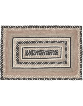 VHC Brand Sawyer Mill Braided Jute Rug Non-Skid Pad Door Mat Rectangle Charcoal Creme 24x36