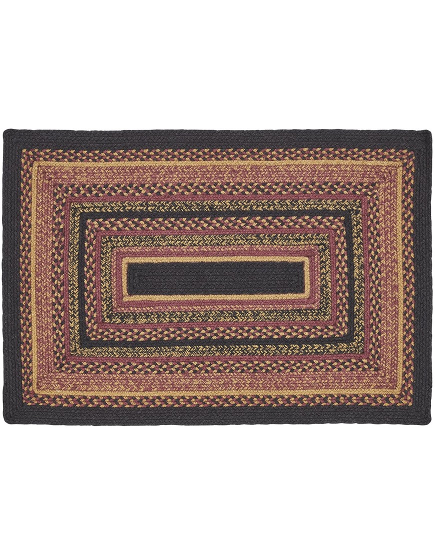VHC Brands Heritage Farms Braided Jute Rug Non-Skid Pad Door Mat Rectangle Red Black Tan. 24x36