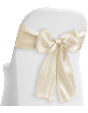 Lann's Linens 100 Elegant Satin Wedding Party Chair Cover Sashes Bows Ribbon Tie Back Sash Ivory