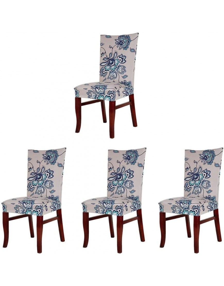 SoulFeel 4 x Soft Spandex Fit Stretch Short Dining Room Chair Covers with Printed Pattern Banquet Chair Seat Protector Slipcover for Home Party Hotel Wedding Ceremony Style 5