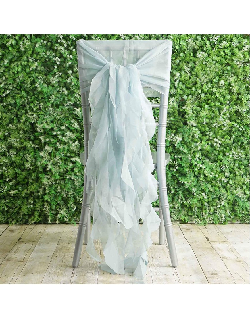 TABLECLOTHSFACTORY 1 Set Ice Blue Premium Designer Curly Willow Chiffon Chair Sashes for Home Wedding Birthday Party Dance Banquet