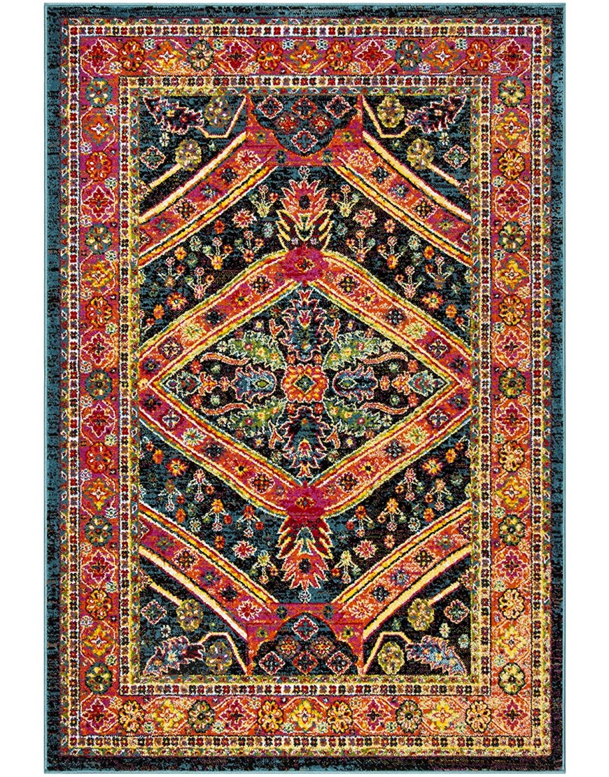 SAFAVIEH Cherokee Collection CHR921K Oriental Distressed Non-Shedding Living Room Bedroom Accent Area Rug 4' x 6' Turquoise Light Orange