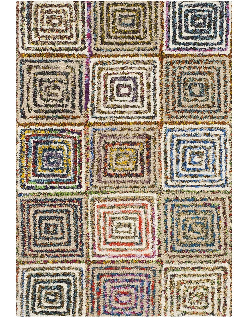 Safavieh Nantucket Collection NAN608A Handmade Boho Abstract Cotton & Wool Accent Rug 2' x 3' Cream