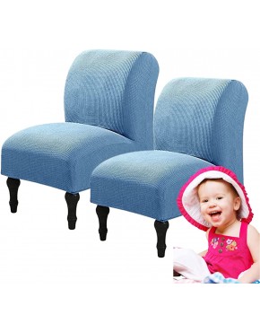 SRHMYJJ Armless Chair Slipcovers Stretch Accent Chair Cover Removable Washable Spandex Jacquard Without Armrests Furniture Protector for Living Room Bedroom Kitchen Jean Blue 2