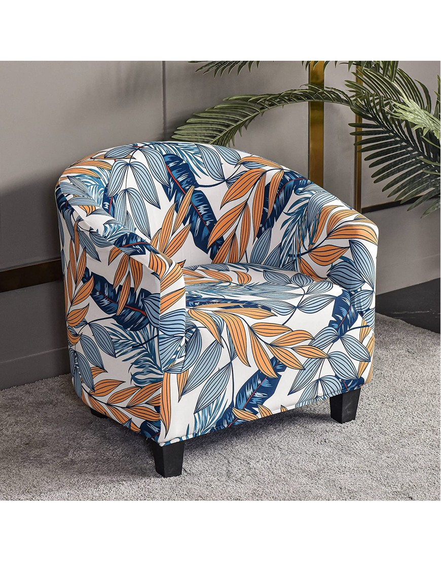 SUNLARUA Club Chair Cover Stretch Spandex Removable Geometric Armchair Covers,Tub for Living Room Rv Furniture Protector Barrel Accent Covers with Arms Blue Flower 2