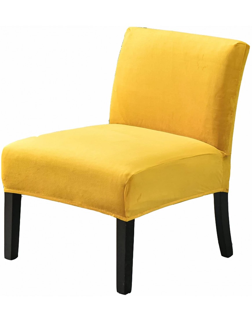 Velvet Armless Chair Slipcovers Stretch Soft Accent Chair Covers Non Slip Removable Armless Accent Chair Covers for Hotel Living Room-Yellow-One Size