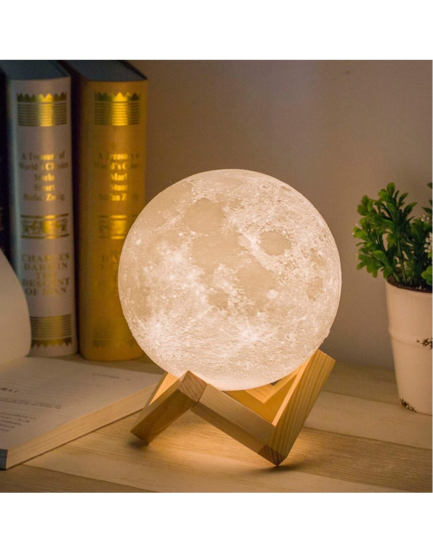 Mydethun Moon Lamp Moon Light Night Light for Kids Gift for Women USB Charging and Touch Control Brightness Warm and Cool White Lunar Lamp5.9 inch