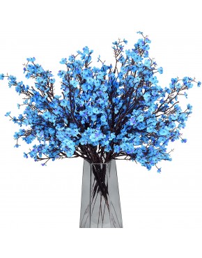 12 Pcs Artificial Babys Breath Flowers Fake Gypsophila Bouquet Faux Silk Floral for Flower Arrangements Kitchen Wedding Home Decor Blue