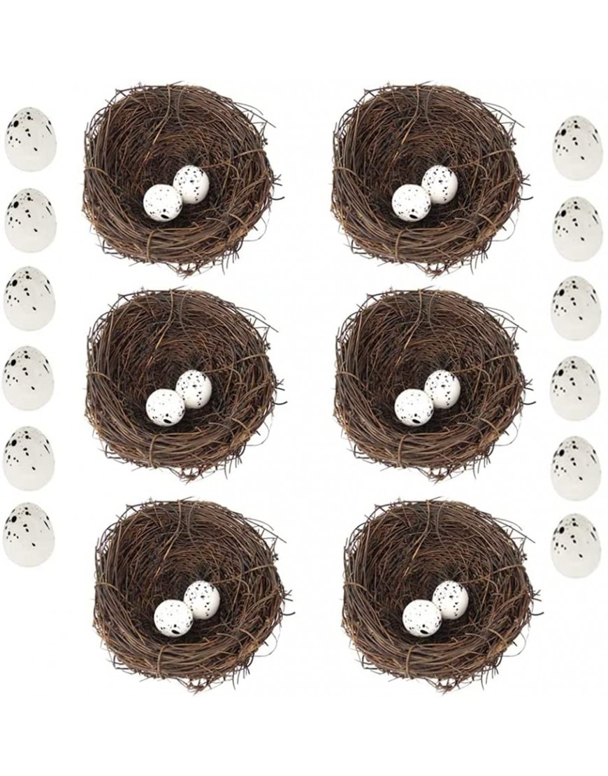 30pcs Artificial Bird Nest Rattan with Fake Bird Eggs Easter Craft Home Decor Party Kids Playset 6pcs 10cm Bird Nest+24pcs Bird Eggs